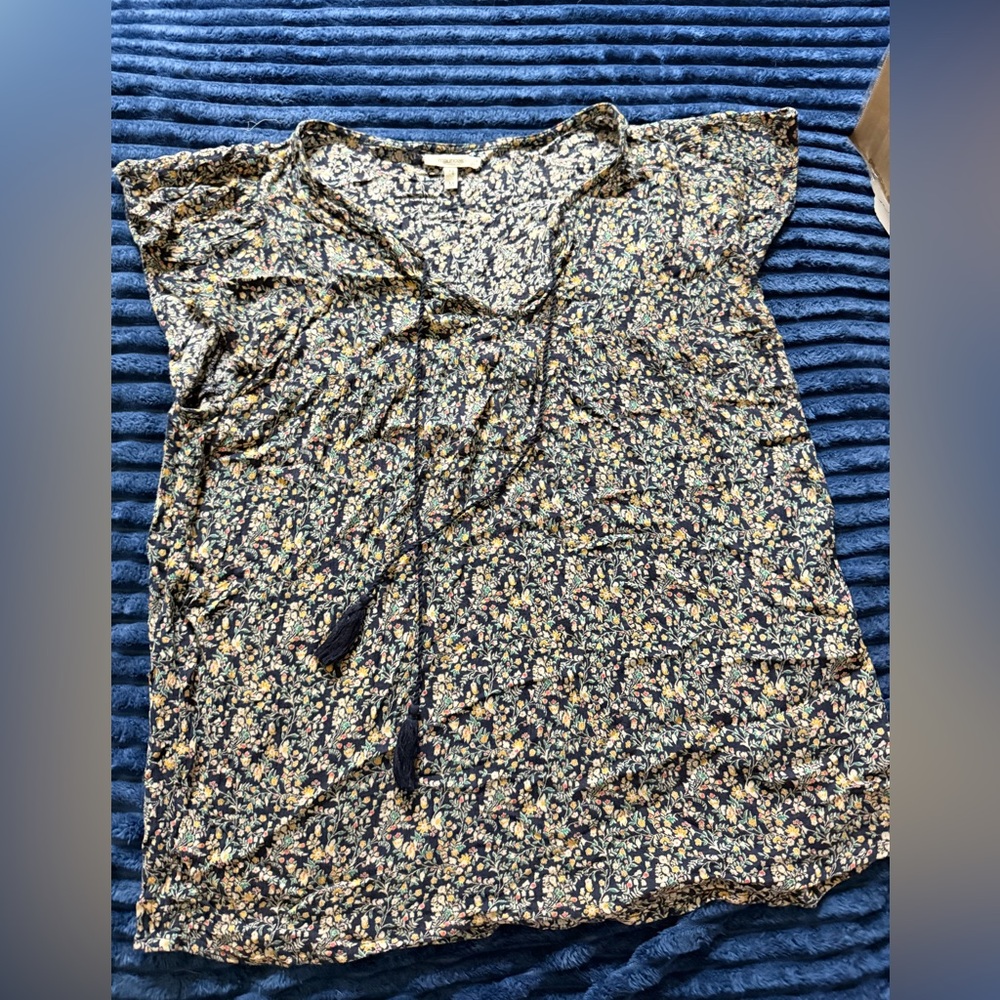 Maurices Floral Blouse with Tassels